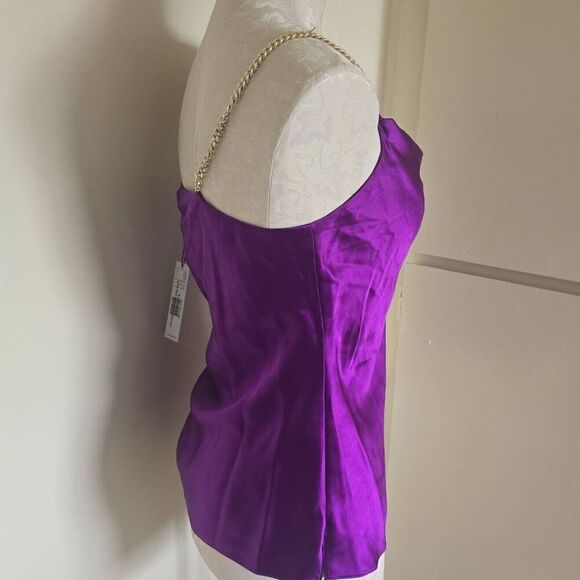 Elie Tahari Silk Wild Berry Cami w/ Gold Chain Straps, NWT, XS, MSRP 248.00 - Picture 3 of 7